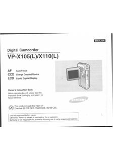 Samsung VP X 110 manual. Camera Instructions.